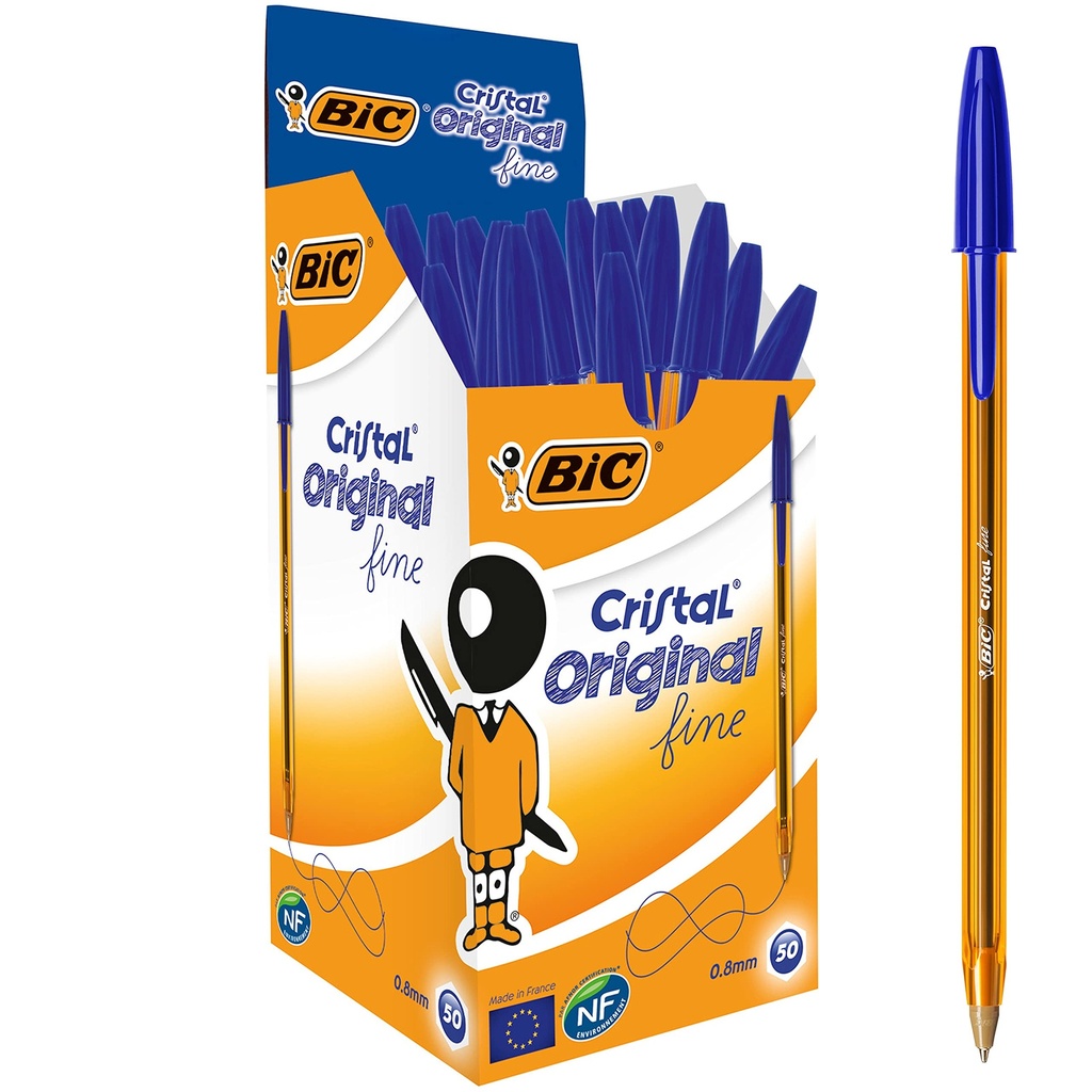 Boite 20 Stylo Bic Original Fine 0.8 mm BLEU
